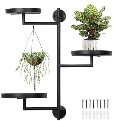 Scaffale Per Piante Rotanti A 3 Livelli - Display Per Finestre Interni Per Piccoli Spazi | Porta In Metallo Regolabile Con Design Girevole, Per La Decorazione Di Camera Da Letto E Biblioteca