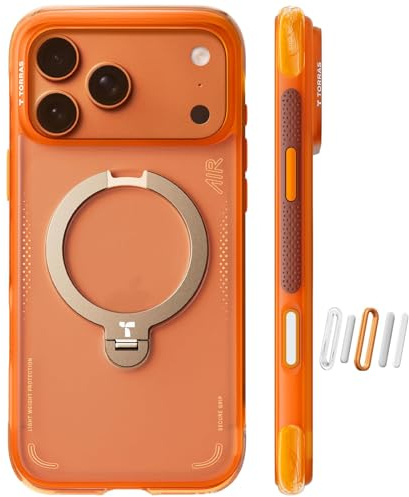 TORRAS Ostand Q3 Air for iPhone 17 Pro Max Case with Real Airbags, Military Grade Protective | Fit for MagSafe for iPhone 17 Pro Max cover with Camera Control | Shockproof & Stylish Orange