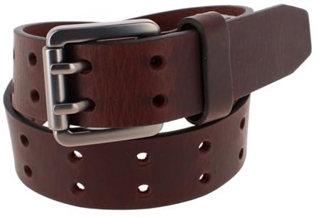 Wrangler Jungen Gürtel aus gefrästem Büffelleder mit Doppelloch und Rollschnalle