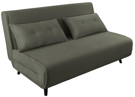 Riess Ambiente Retro Schlafsessel SMART Multifunction - 140cm - grün - Cord Sessel mit Bettfunktion Klappsessel inkl. Kissen