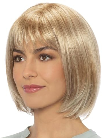 Parrucca Bionda, 55 cm Medio Lunghezza Layered Lisci Sintetico Fibra Shoulder Lunghezza Capelli Parrucche, Comodo E Facile Da Indossare, Facile Da Pulire, Biondo
