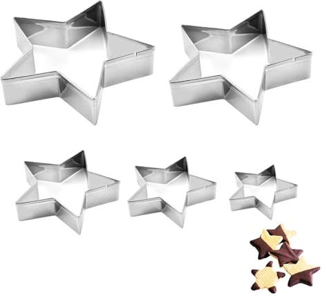 5 Stück Stern Ausstecher,Ausstechformen Weihnachten,Keksausstecher,Weihnachtsausstecher Plätzchen,Plätzchenausstecher,Star Ausstechform Klein Groß Set,Edelstahl Mini Sterne Cookie für Christmas Party