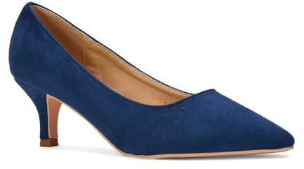 ESSEX GLAM Womens Kitten Heel Court Shoes Ladies Pointed Toe Low Heel Formal Evening Pumps Shoes 3-8