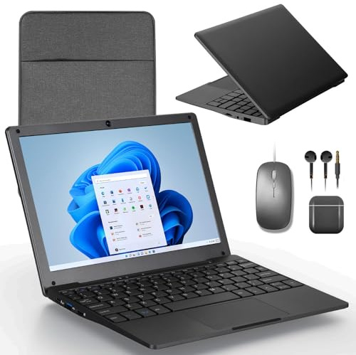 G-Anica win 11 Laptop Computer, 8GB RAM 128GB ROM, Celeron Quad-Core Processors, 10 Netbook Computer with WiFi, Webcam and Bluetooth, Mini Laptop with Bag, Mouse, Headphone and Mouse Pad(Gray)