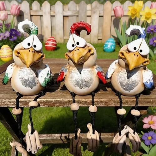 Ruiaqer Keramik Huhn Gartendeko Deko Garten Handarbeit Huhn Deko Garte n Keramik Hah Gartenstatue Henne Figuren Gartendeko Gartenfigur Gartendekoration für Außen Balkon Garten Ostern