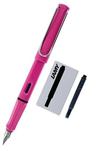 Lamy Safari Fountain Pen (13F) Pink + 5 Black Ink Cartridges