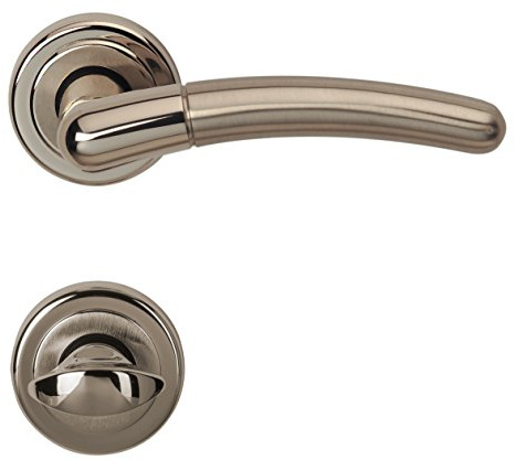 Alpertec Betty - R Messing Edelstahlfarbig satiniert für Badtüren WC Drückergarnitur Türdrücker Türbeschläge, 32960683