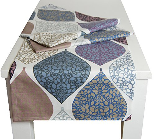 beties „Momente“ Tischläufer ca. 40x150 cm Tischband in interessanter Größenauswahl hochwertig & angenehm 100% Baumwolle Farbe (Hortensie)
