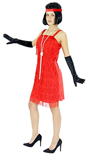 Foxxeo rotes 20er Jahre Kostüm für Damen Charleston Kleider Karneval Fasching Motto-Party Größe S