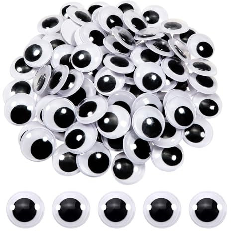 TOAOB 100 Pezzi Occhi Adesivi Finti di Plastica 20 mm Grandi Autoadesivio Bianco e Nero Rotondo Occhietti per Scrapbooking Decorazioni Creazione Bambole Pupazzi Fai da Te Lavoretti Artigianato