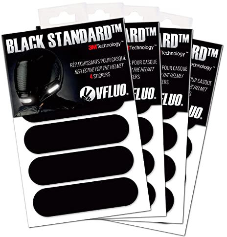 VFLUO - Kit 4 Streifen Schwarz Reflektierende Aufkleber für Motorradhelm - zugelassen für FR-Maße - Hohe Qualität und Sichtbarkeit, 3M™-Technology – diskret und Design – maximaler Halt - 4er Pack