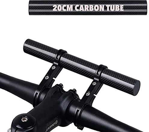 Homeet Carbon Tube Fahrrad Lenker Extender 20CM Doppel Halterung Lenker Fahrrad Halter Zubehör für Taschenlampe, LED-Licht, Tacho, GPS