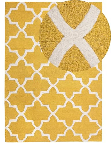 Beliani Teppich gelb Wolle 160 x 230 cm florales Muster handgetuftet Silvan