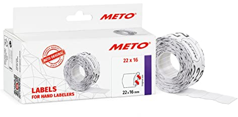 Meto Preisauszeichner Etiketten (22x16 mm, 2-zeilig, 6.000 Stück, weiß, permanent, Preisetiketten für Meto, Contact, Sato, Avery, Tovel, Samark etc.)
