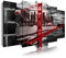 DekoArte 277 - Modernes Bild, digitalisierter Kunstdruck | Dekoratives Bild für den Salon oder das Schlafzimer | Stil Städte USA Golden Gate Bridge schwarz weiβ rot | 5 Teile 150 x 80 cm