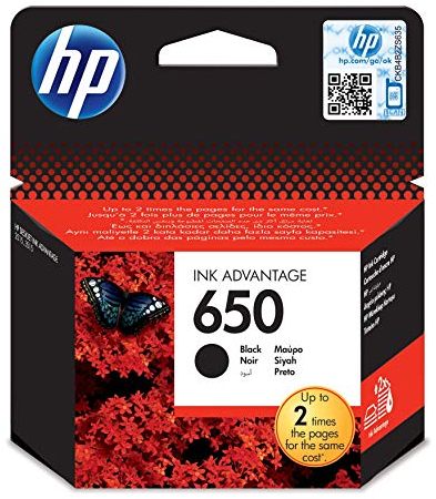 HP 650 Black Original Ink Advantage Tintenpatrone, 1 Stück, Schwarz