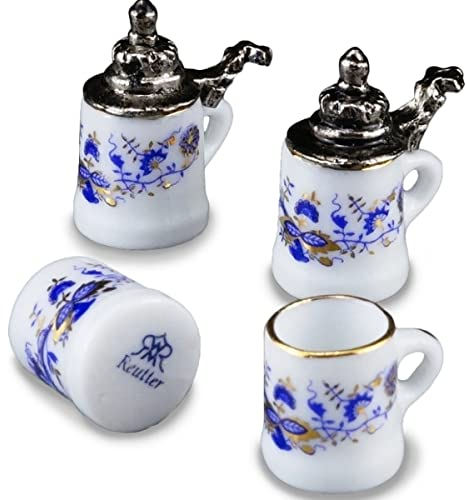 Reutter Porzellan 001.806/5 - Bierkrug mit und ohne Zinndeckel Zwiebel Gold, Miniatur