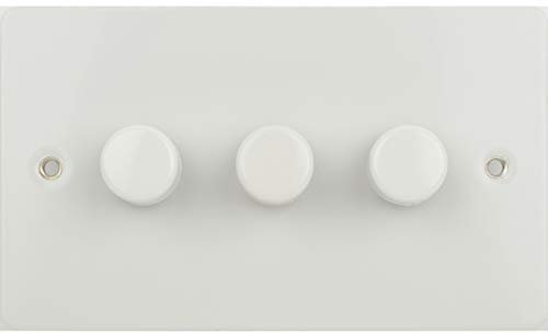 Schneider Electric Ultimate Flat Plate - 3 Gang 2 Way LED Dimmer Light Switch, 75W/VA, GU6232LPW, White