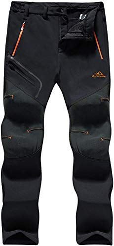 TACVASEN Männer Wasserdicht Outdoor Innenfleece Winterhose Trekkinghose Hikinghose Winterhose Atmungsaktiv Hose (Schwarz, 36)