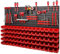 PAFEN Lagersystem Wandregal XXL 1158 x 780 mm - Extra Starke Werkzeugwand mit Stapelboxen – 111 tlg. - Rot Werkzeughalter + Rot Boxen