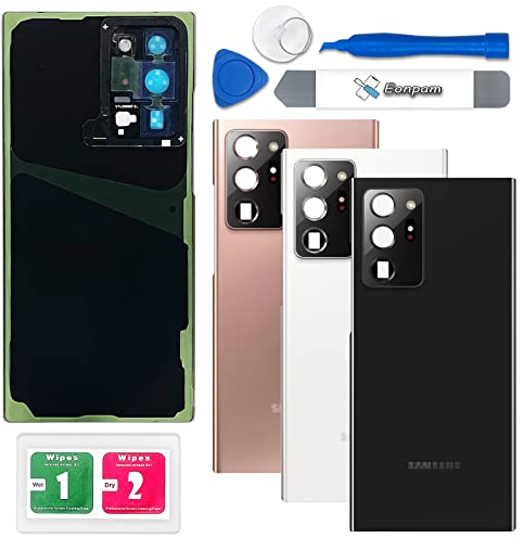 Eonpam Akkudeckel für Samsung Galaxy Note 20 Ultra N985, N986 Rückseite Glas Original Backcover Back Glas Ersatz Reparatur Set mit Kameraobjektiv (Schwarz)