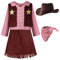 ReliBeauty Cowgirl Cowboy Costume Bambina con Cappello e Sciarpa Costumi di Carnevale,6-7 Anni