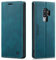 LOLFZ Handyhülle für Samsung Galaxy S9, Vintage Dünne Schutzhülle RFID Schutz Kartenfach Standfunktion PU Leder Magnetische Klapphülle Kompatibel mit Galaxy S9 - Blau