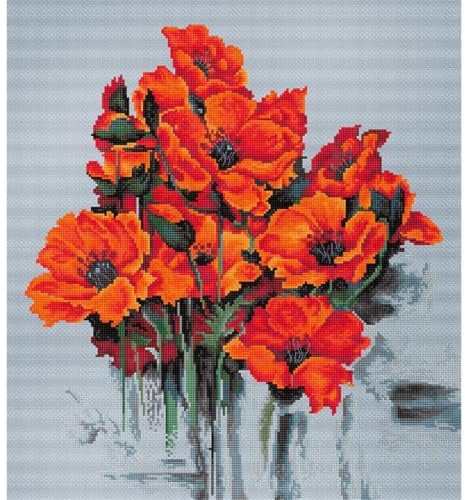 Luca-S Kreuzstich Set Mohn, Zählmuster, 30,5x33cm
