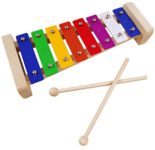 Xylophone for Kids,Glockenspiel with 2Child Safe Mallets 8Notes Diatonic,Colorful Metal Bars with Educational Development Musical,Xylophone for Toddlers,Kid Toy as Holiday/Birthday DIY Id