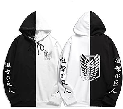 Sybnwnwm Attack on Titan Hoodie Levi Ackerman Pullover Scout Legion Cosplay Hoodies Langarm Sweatshirts Unisex, Schwarz (B), S