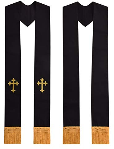 BLESSUME Kirche Klerus Pastor bestickte Stola (Schwarz 1)