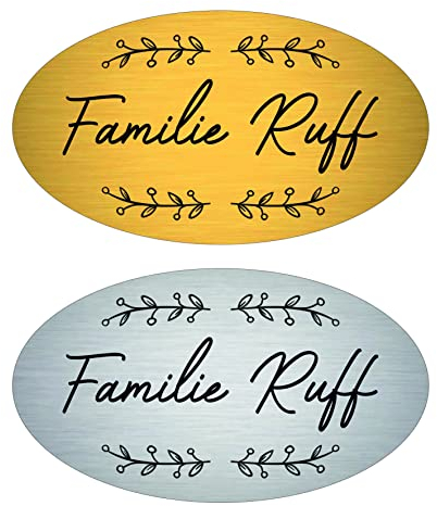 Klingelschild Türschild Briefkastenschild mit Zweig inkl. Gravur - selbstklebend - MADE IN GERMANY