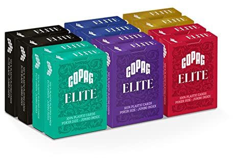 Copag Elite Spielkarten, 100% Kunststoff, Pokergröße (Standard), Jumbo-Index, Einzeldeck (12 Stück)