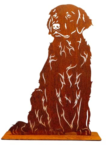 Terma Stahldesign Rost Hund Golden Retriever Lebensgroß Handmade Germany tolle Gartendeko aus Metall Figur deko Geschenk Rostfigur Garten deko Gartenfigur, hundegrab deko