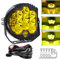 RIGIDON 1x Rund Led Arbeitsscheinwerfer mit 12V kabelbaum kit, 7 Zoll 75W 7500 Lumen led lichtleiste, Wasserdicht offroad beleuchtung für Auto ATV LKW Traktor 4x4, led nebelscheinwerfer 3000k gelb