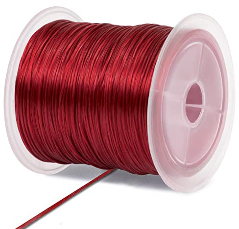 LEREATI Nylonschnur 0.7mm x 50m Elastisches Band für Armbänder, Armband Gummiband Elastisch Schmuckband Perlenschnur, Elastische Schnur für Armbänder Basteln Schmuckherstellung (Rot)