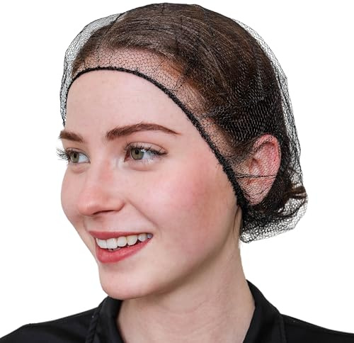 SAFEKO Disposable Honeycomb Nylon Hair Nets | Breathable | 100 Count [BLACK | 24”]