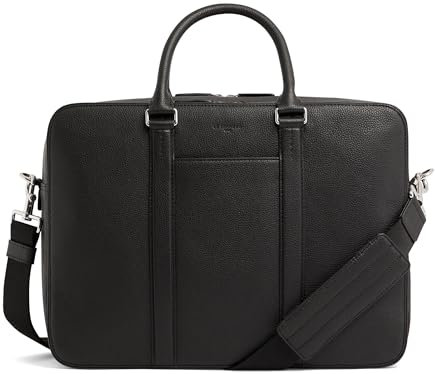 Le Tanneur, porte documents 3 soufflets, sac ordinateur, en cuir grainé, charles, homme, 3 poches plates, poche à rabat, passants stylos, poche moussée ordinateur, bandoulière amovible et ajustable