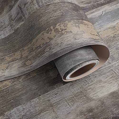 VaryPaper Klebefolie Möbel Holzoptik 40cmx800cm Folie Holzoptik Selbstklebend Grau Braun Dekofolie Möbelfolie Arbeitsplatte Folie Küche Wasserfest Selbstklebende Folie Regal Tapeten Wohnzimmer Tische