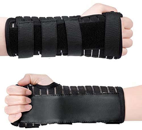 AOOWU Karpaltunnel Handgelenkstütze mit Metallschiene-Stabilisator, Atmungsaktive Handgelenkschiene Handgelenkstütze, Elastische Handgelenkbandage-Linderung Tendinitis Arthritis Schmerzen (Linke,L)