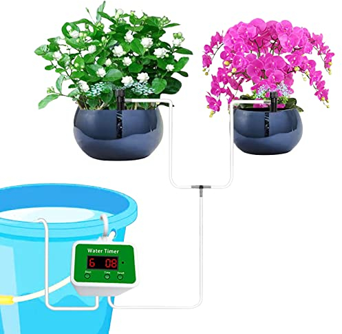 Automatisches Bewässerungssystem für Indoor Bewässerungssystem Balkon Pflanzen Bewässerungssystem,30-Tage Timer Setting für bis zu 12 Zimmerpflanzen mit Wasserpumpe Blumenbeet,Terrasse Topfpflanzen