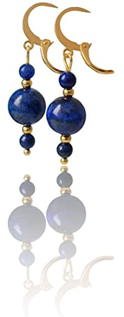 Hängeohrringe, Lapislazuli Ohrringe, Blau Gold Farbe, blauer Stein, Edelstein, Perlen Boho Ohrringe, September Geburtsstein Lapis, Geschenk Schmuck