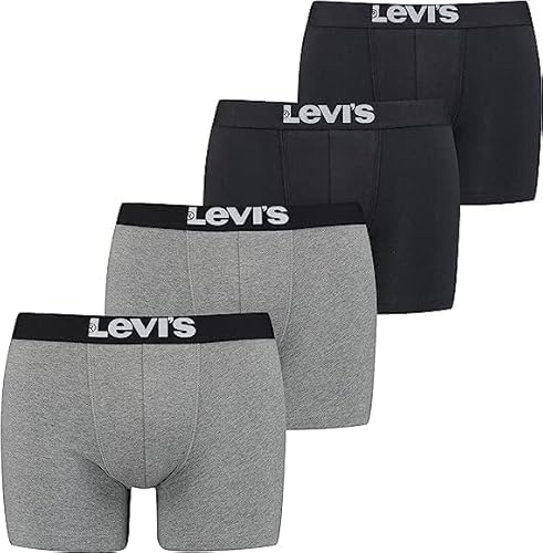 4 er Pack Levis Boxer Brief Boxershorts Men Herren Unterhose Pant Unterwäsche, Farbe:Black/Grey Melange, Bekleidungsgröße:S
