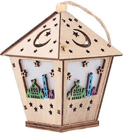 TOTITOM Tischlaterne Dekor, Ramadan-Lampe, dreidimensionale Hausform, einzigartiges Design, Hängeleuchte, dekorative Holzlampe, Basteln, Ornamente, Eid Mubarak Partyzubehör