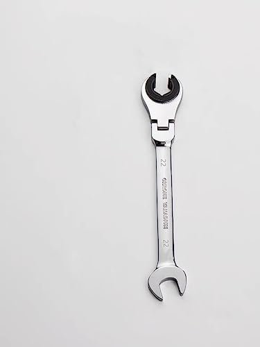 FLZOSPER Metric Fix Tubing Wrench，Flex-Head Gear Wrench, Ratcheting Fix Combination Wrench Spanner (22mm)