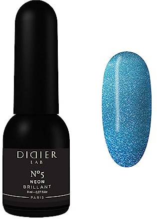 DIDIER LAB Premium Brillant Neon No.05 Flash Gel Polish – Blue UV/LED Glitter Gel With Diamond Shine – Highly Pigmented Self-Levelling Varnish – Long-Lasting High Gloss Colour – Shine Effect – 8ml