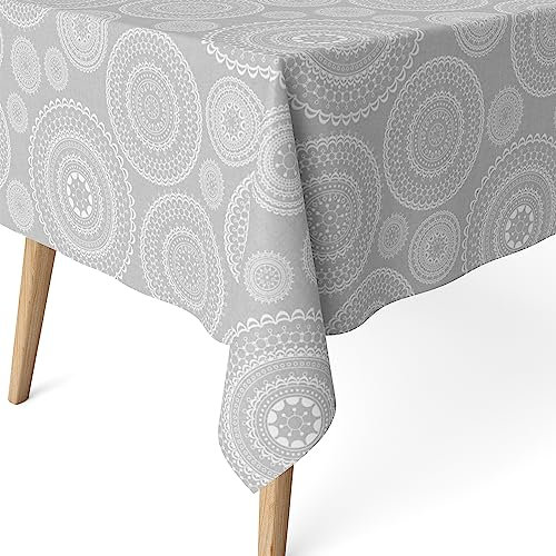Martina Home Harzbeschichtete Tischdecke Mandala, 300 x 140 cm, Grau