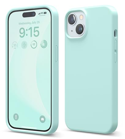 elago Flüssig Silikon Case Kompatibel mit iPhone 15 Hülle, Premium Silikon Handyhülle, Ganzkörper Schutzhülle [4 Lagige Stoßfeste Struktur], Kratzfestes Weiches Mikrofaserfutter (Aqua Blau)