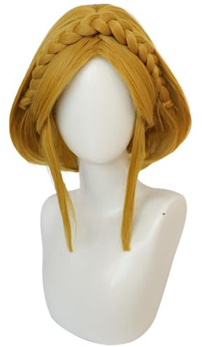 Anime-Spiel The Legend of Zelda: Breath of The Wild Zelda Cosplay Perücke, Blonde Kurzhaar Perücken Halloween Kostüm Party Rollenspiel Zubehör Perücke Mit Perücke Cap