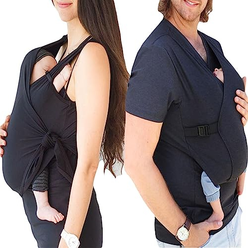 HEGZA Hommes Papa Kangourou T-Shirt Peau À Peau Porte-Bébé Maman Bébé Débardeurs, Gilet Portecœur Apaiser sans Manches,Men's Blue,M